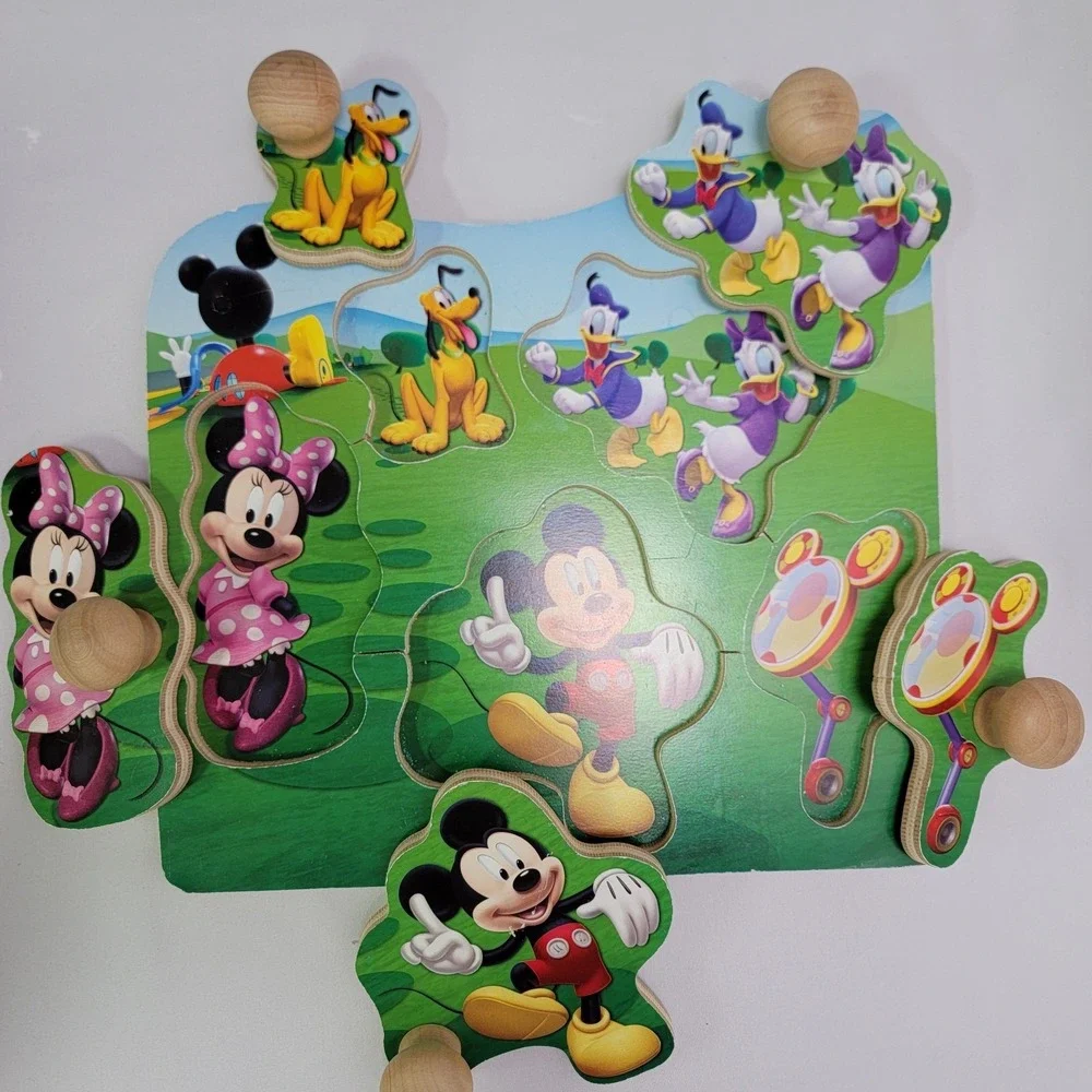 Mickey Mouse Disney Clubhouse Wooden Knob Puzzle Lot Toddler Learning Toy